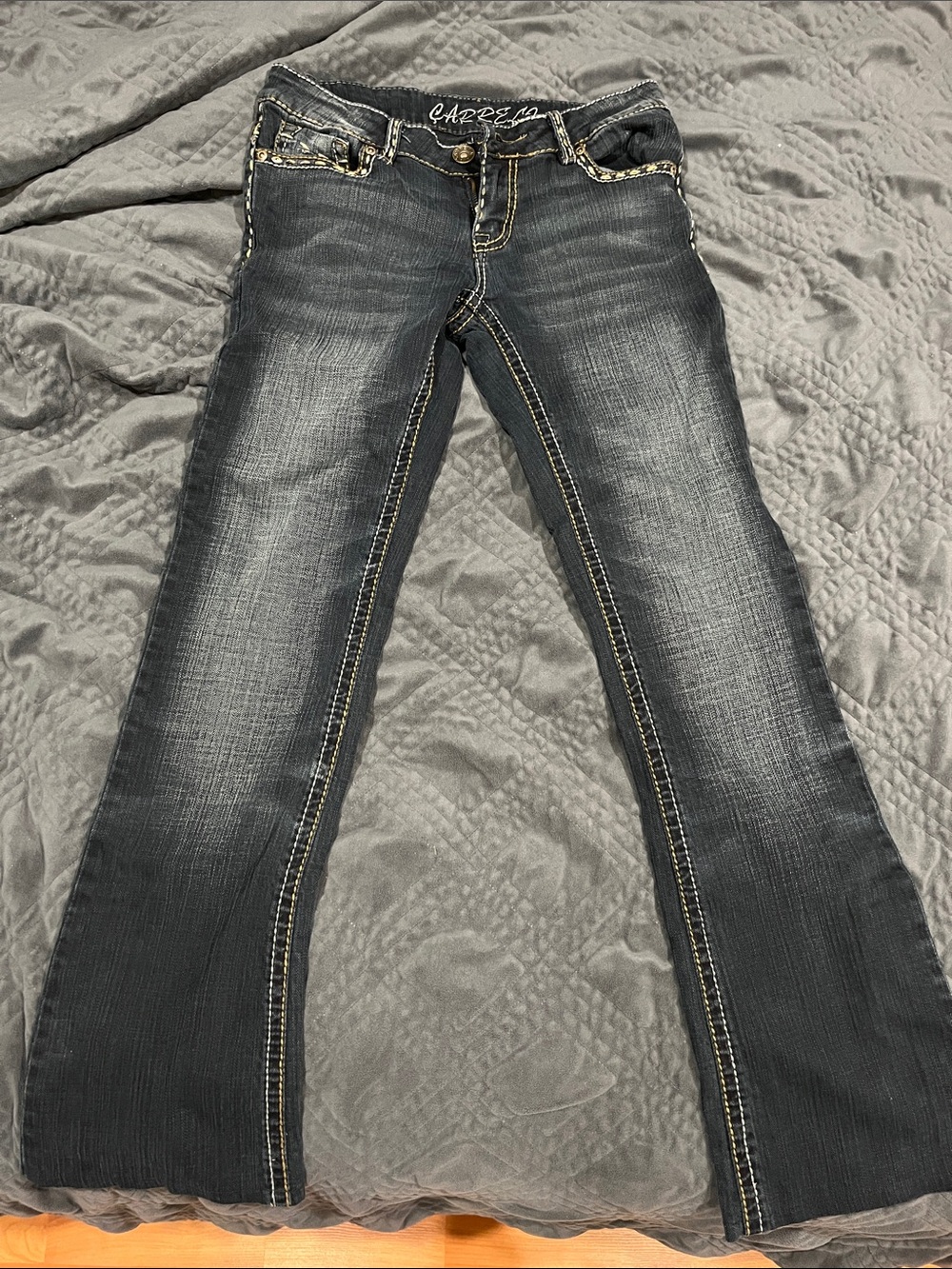 Carela Women's Charcoal Bootcute Jeans with Contrast Stitching